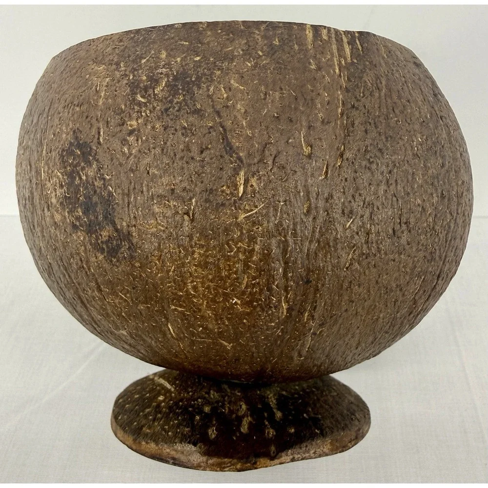 Coconut Shell Footed Bowl/ Cup‎ Set Of Three (3) Handmade Tropical Tiki Luau